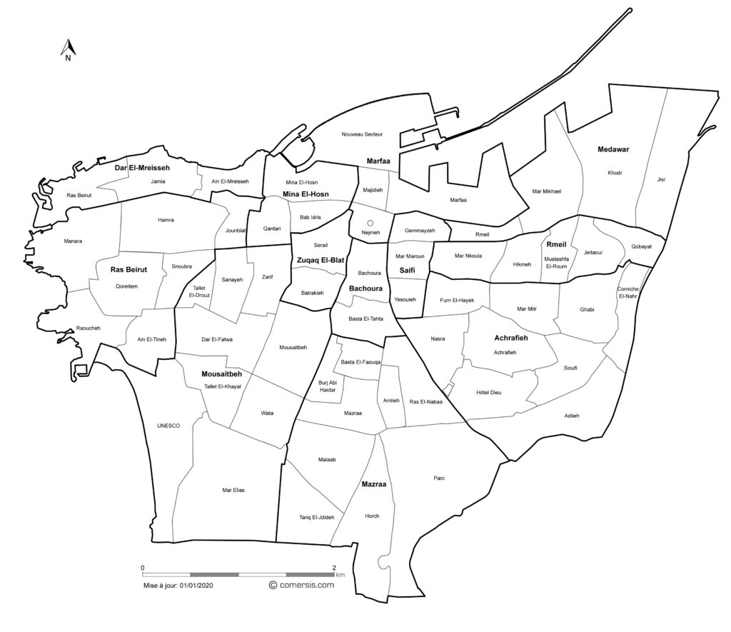 Les quartiers et secteurs de Beyrouth